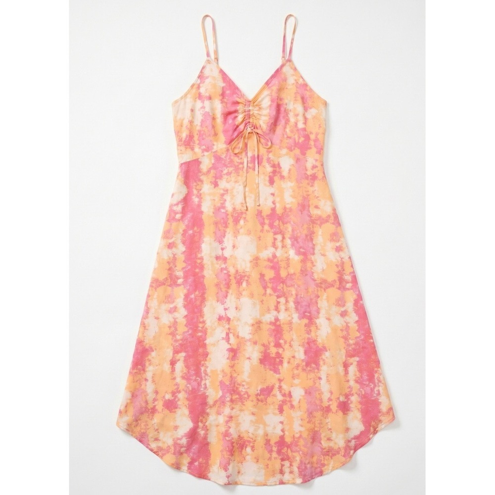 Sincerely Jules Midi Dress L Pink Orange Tie Boho womens Size Large excellent